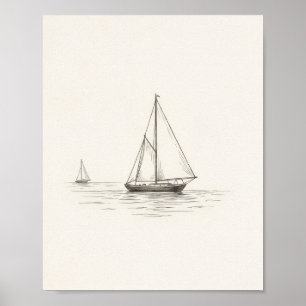 Póster Velero minimalista de dinero antiguo