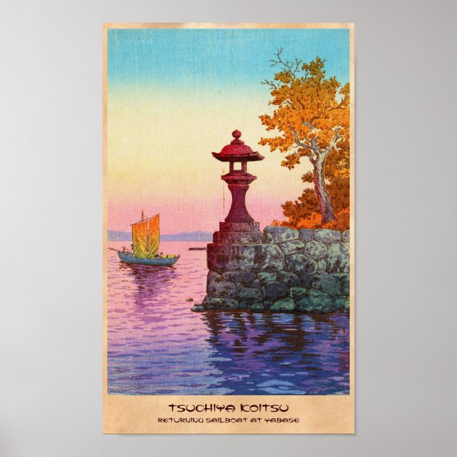 Póster Velero regresando en Yabase Tsuchiya Koitsu hanga (Frente)