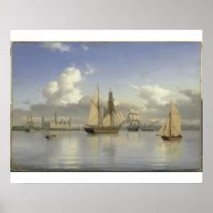Póster Veleros del castillo de Kronborg, Suecia, 1880