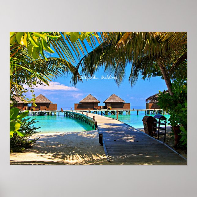 Póster Veligandu, escena tropical de Maldivas (Frente)
