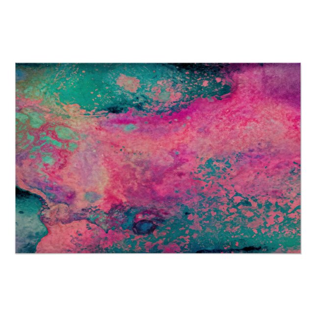 Póster “Vellum Etéreo” – Azul Turquesa Rosa Abstracto    (Anverso)