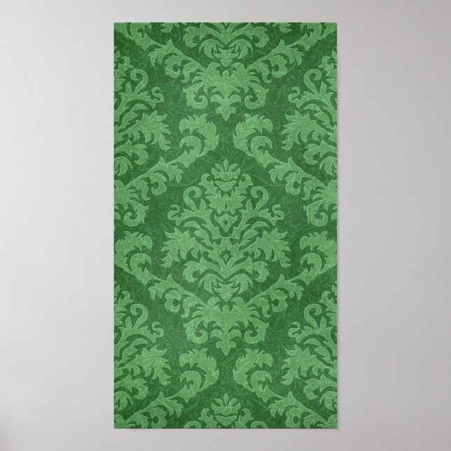 PÓSTER VELO DE CORTE DE DAMASK, TAPESTRÍA EN VERDE (Frente)