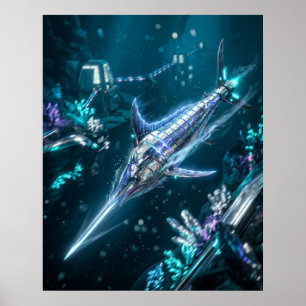 Póster Velocidad Corriente Pez Espada Neon