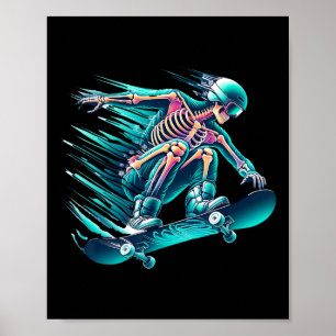 Póster Velocidad de patinaje de esqueleto Cool