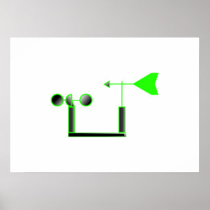 Póster Velocidad del viento verde y paleta de tiempo