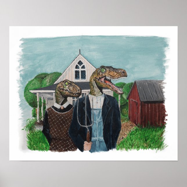 Póster Velociraptor American Gothic (Frente)