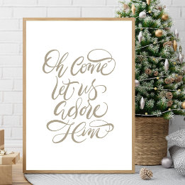 Póster Ven A Adorarle Poster De Calligrafía De Pincel