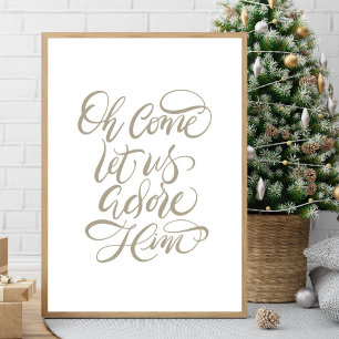 Póster Ven A Adorarle Poster De Calligrafía De Pincel