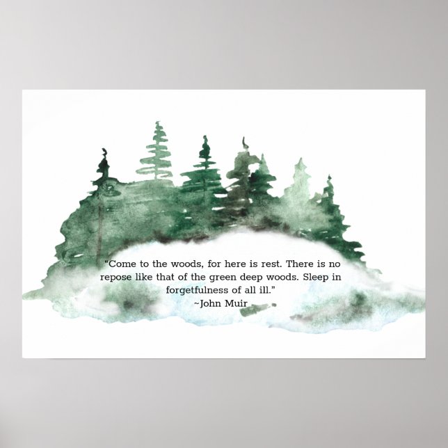 Póster Ven Al Bosque De Citas De Madera Muir (Frente)