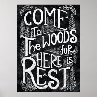 Póster Ven al bosque porque aquí descansa - John Muir
