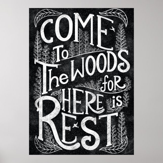 Póster Ven al bosque porque aquí descansa - John Muir (Frente)