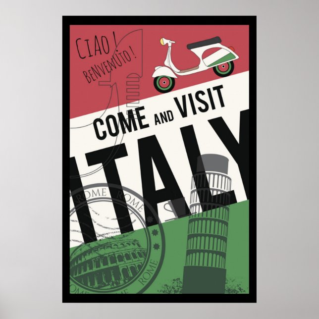 Póster Ven y visita Italia (Frente)