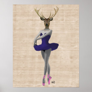 Póster Venado de ballet en azul