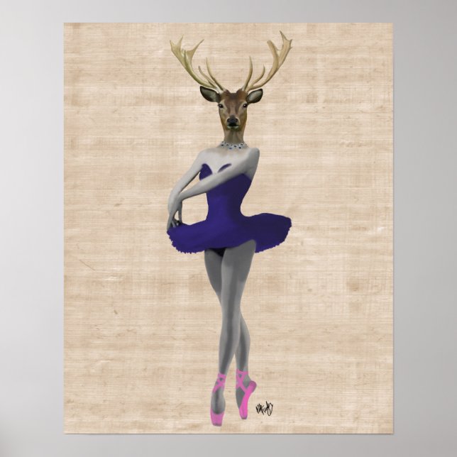 Póster Venado de ballet en azul (Frente)