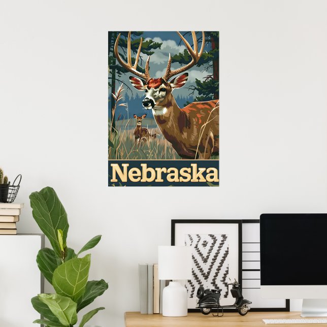 Póster Venado de cola blanca de Nebraska (Oficina en casa)