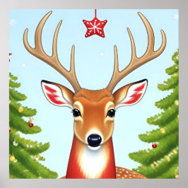 Póster Venado en invierno Wonderland Scene