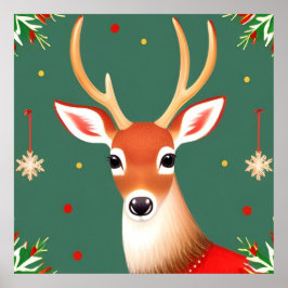 Póster Venado en invierno Wonderland Scene