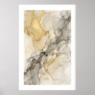 Póster Venas del Desierto Dorado y Beige Fluido en