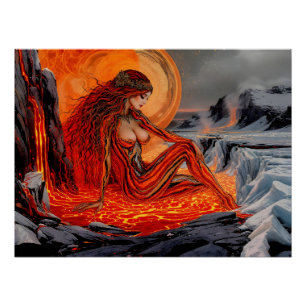 Póster "Venas del volcán" - Retrato de mujer volcánica