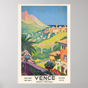 Póster Vence Cerca de Niza Invierno Verano Francia Viajes