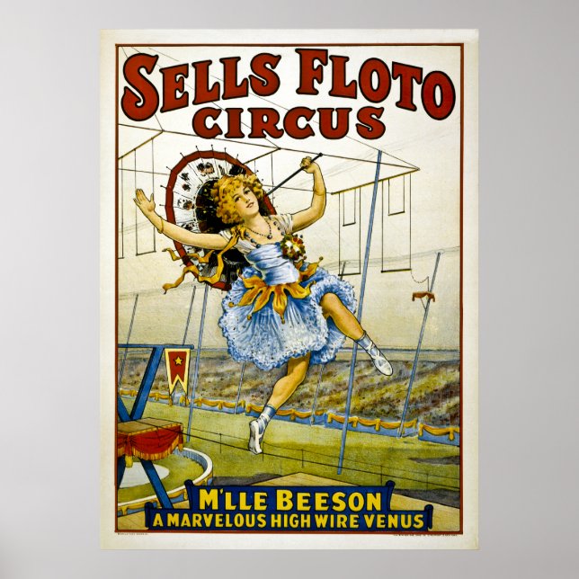 Póster Vende Floto Circus - M'lle Beeson - High Wire Venu (Frente)
