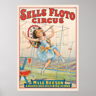 Póster Vende publicidad de la época Floto Circus
