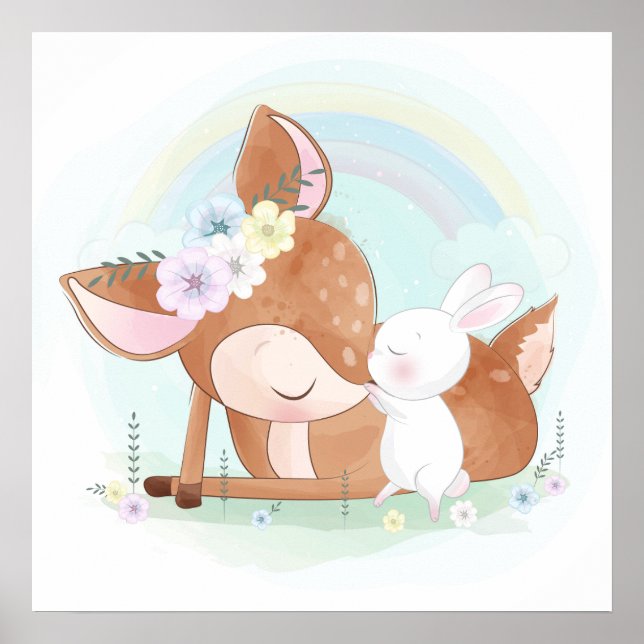 Póster Vendedor bebé con un poster de conejito (Frente)