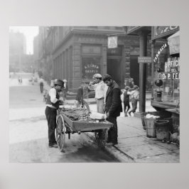 Póster Vendedor de almejas en Little Italy, 1906. Foto de