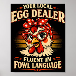 Póster Vendedor de huevos local Granja de pollos divertid