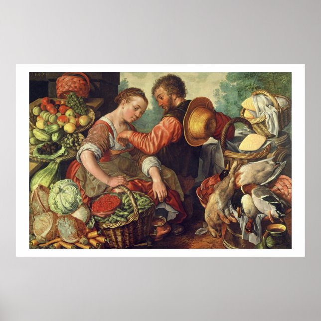 Póster Vendedoras de verduras, 1567 (aceite sobre lienzo) (Frente)