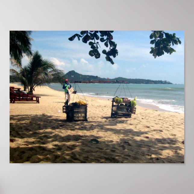 Póster Vendedores de playa... Playa Lamai, Koh Samui (Frente)