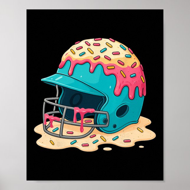 Póster Vender Casco de Receptor Con Máscara Facial Helado (Frente)