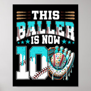 Póster Vender Drip 10 cumpleaños niño deporte hincha 10 a