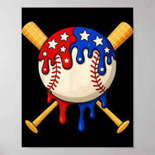 Póster Vender Guante Usa Bandera Estilo Goteo 4 De Julio