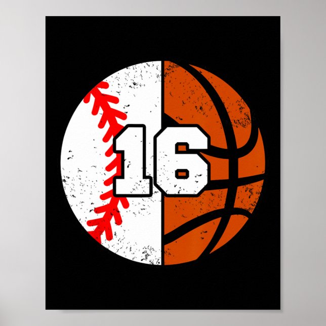 Póster Vender Jersey Número 16 de Sketll Divertido Cumple (Frente)