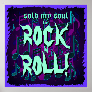 Póster Vendí mi alma por Rock N Roll Morado Verde Azul