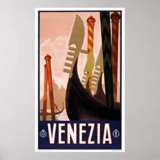 Póster Venecia - Afiche de viaje italiano de época