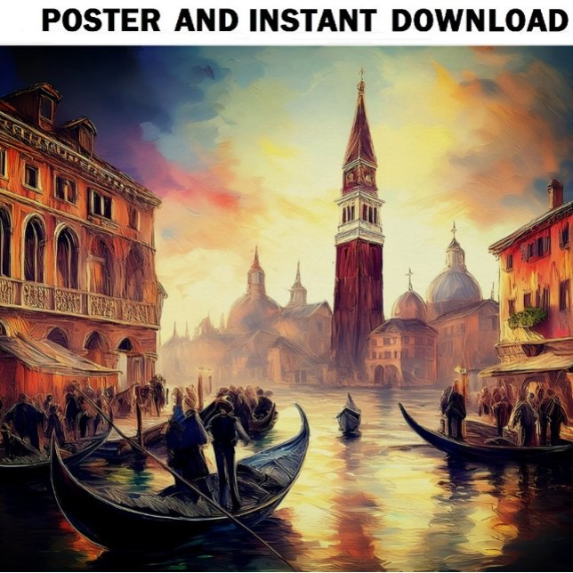 Póster Venecia al atardecer con góndolas en el Gran Canal (Subido por el creador)