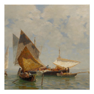 Póster Venecia, barco de pescadores en la laguna (1889)