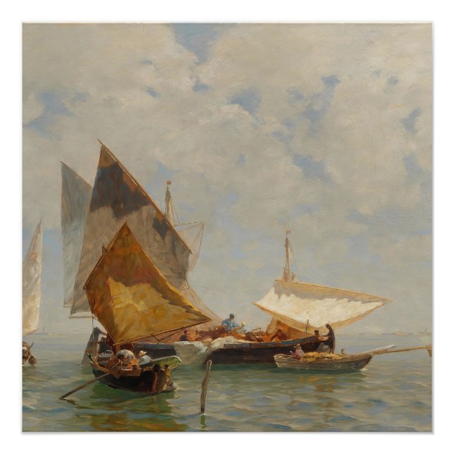 Póster Venecia, barco de pescadores en la laguna (1889) (Anverso)