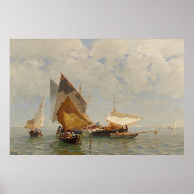 Póster Venecia, barco de pescadores en la laguna (1889) (Frente)
