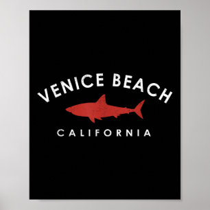 Póster Venecia Beach California Shark Vacation Souvenir V