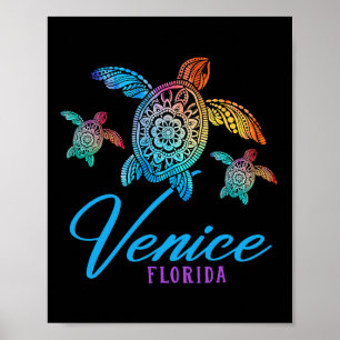 Póster Venecia Beach Tie Dye Sea Turtle Florida Family Va