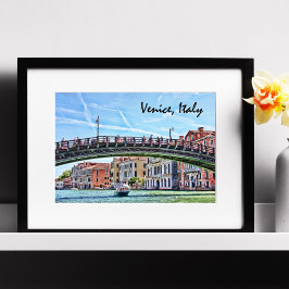 Póster Venecia, cartel del puente de RialtoGran Canal