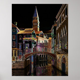 Póster Venecia en Neón