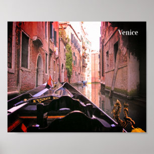 Póster Venecia Gondola Ride en Canal, Italia