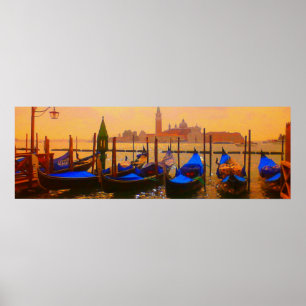 Póster Venecia Gran Canal y Góndolas Italia Viajes