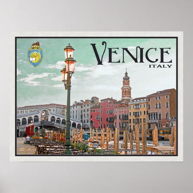 Póster Venecia - Gran Canal y puente Rialto (Frente)