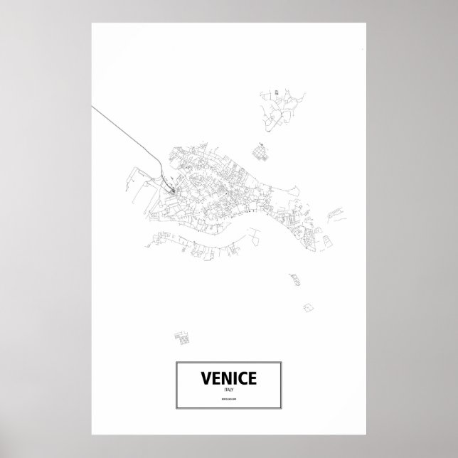Póster Venecia (Isla), Italia (negro sobre blanco) (Frente)