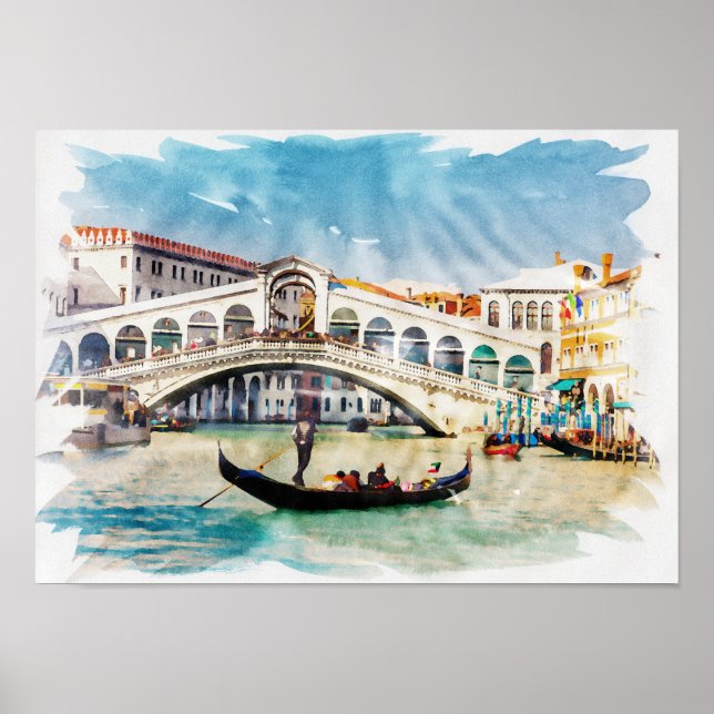 Póster Venecia, Italia - Acuarela (Frente)